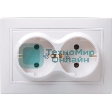 Розетка IEK ERK24-K01-16-DM РС12-3-КБ 2 местн. c з/к без защ.штор. 16А КВАРТА (белый)