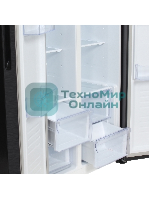 Холодильник Hyundai CS4505F черная сталь двухкамерный Side by Side 271/165л морозилка сбоку