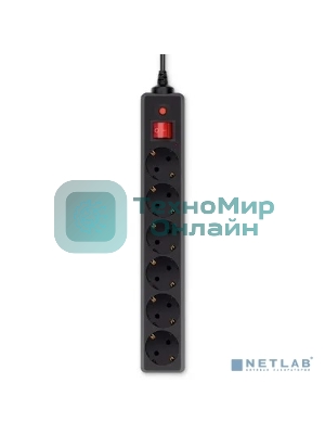 Сетевой фильтр Buro 600SH-16-5-B 5 м, 6 розеток, черный, коробка