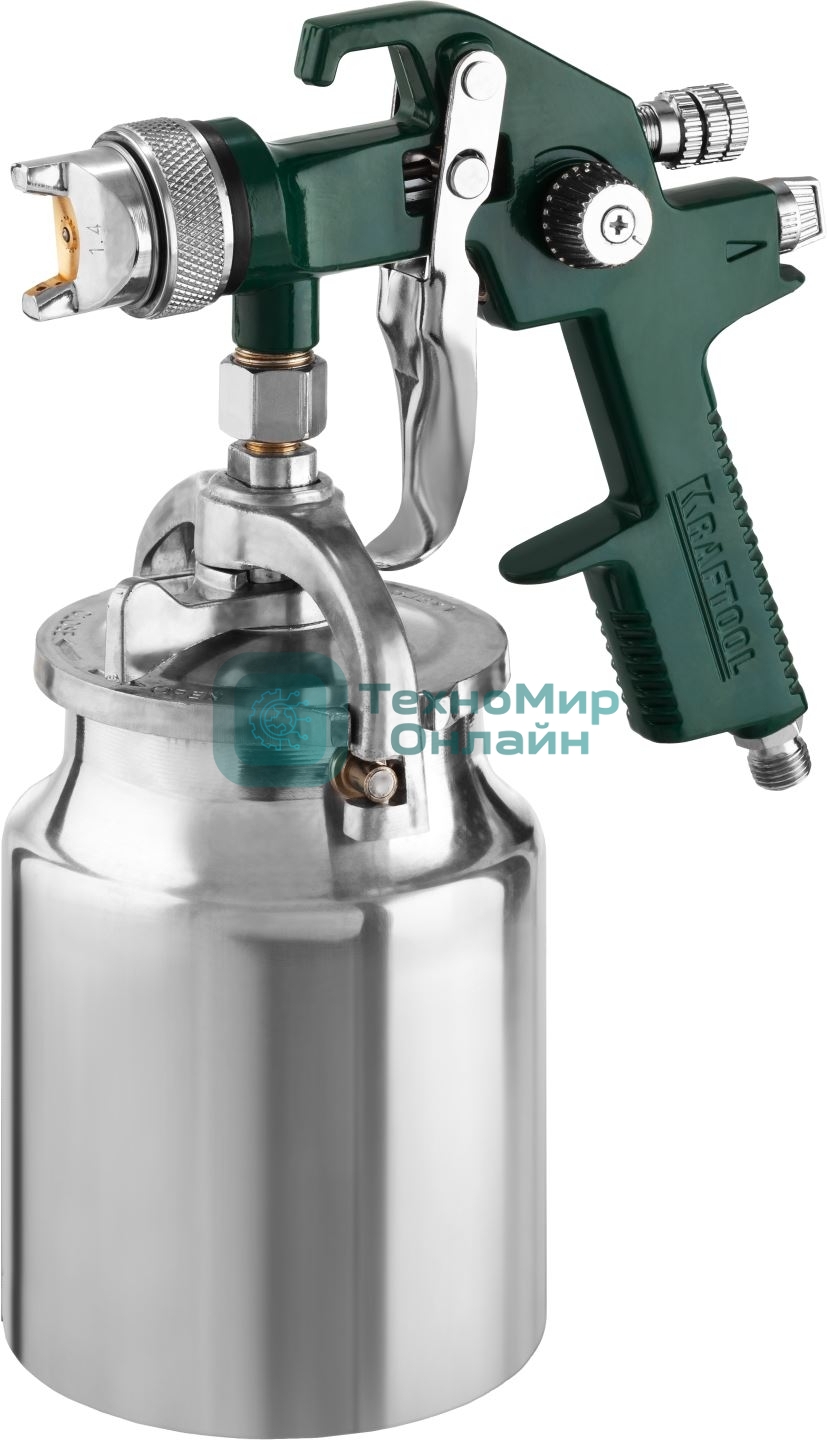 Пневматический краскопульт KRAFTOOL AirKraft, HVLP, с нижним бачком, 1,4мм
