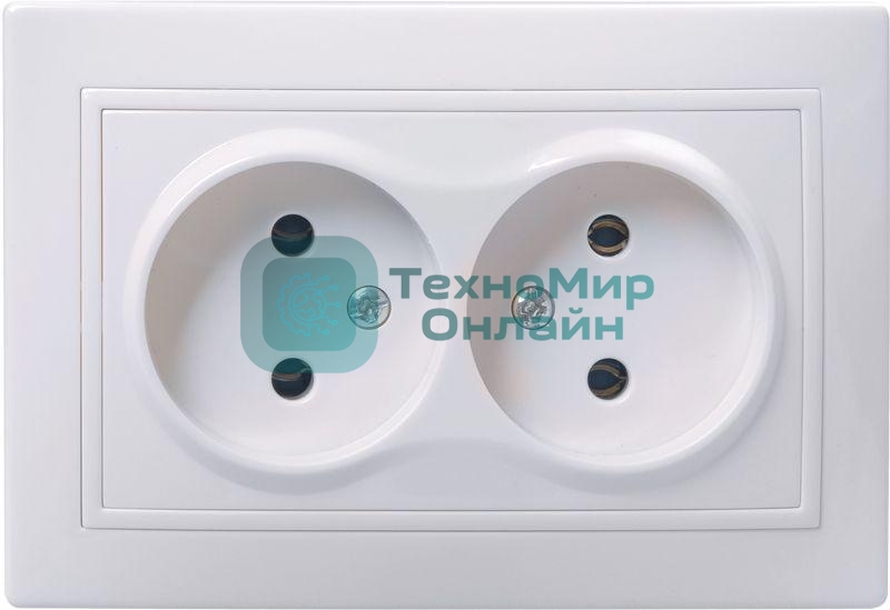 Розетка 2-м СП Кварта 10А IP20 без заземл. белый IEK ERK23-K01-10-DM
