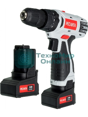 Дрель-шуруповерт аккумуляторная Ресанта ДА-24-2ЛК-У 75/14/8, Аккумуляторная, 24В, 2 АКБ, Ударная, Кейс