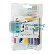 Набор трубок термоусадочных тонкостен. ТТУ 2/1; 4/2; 6/3; 8/4 (ЖЗ; С; К; Ч) 20х8см разноцвет. IEK UDRS-D2-D8-10-1