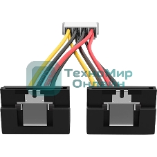 Кабель-переходник питания Vention MOLEX 4pin M/2 x SATA 15pin F угол 90 - 0.15м KDCBB