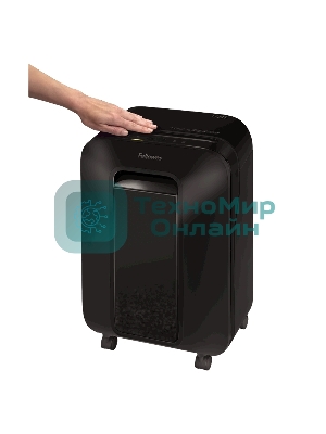 Шредер Fellowes PowerShred LX200 черный (секр.P-4)/перекрестный/12лист./22лтр./скрепки/скобы/пл.карты