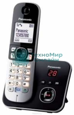 Телефон беспроводной (DECT) Panasonic KX-TG6821RUB черный, автоответчик,определитель номера,телефонный справочник 120 зап.
