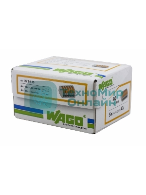 Универсальная клемма, 5-проводная, серая (0,08-2,5/4 мм²) (40 шт./уп.) WAGO 222-415