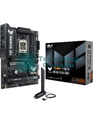 Материнская плата ASUS TUF GAMING B650E-PLUS WIFI, AM5, AMD B650, 4xDDR5, 4xSATA, 3xM.2, 1xPCIe 5.0 x16, 1xPCIe 4.0 x4, 2xPCIe 4.0 x1, 1xDisplayPort, 1xHDMI, 1x2.5Gb LAN, Wi-Fi 6E, Bluetooth 5.3, 1xUSB-C 20Gbps, 3xUSB-A 10Gbps, 6xUSB-A 2.0, 5x3.5 мм, 7.1, ATX