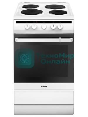 Плита электрическая Hansa FCEW53000 белый, конфорок 4 шт, духовка 68 л, 50 см x 85 см x 60 см