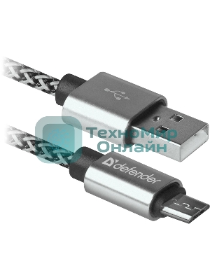 Кабель Defender USB08-03T PRO USB2.0 белый, AM-MicroBM, 1m, 2.1A