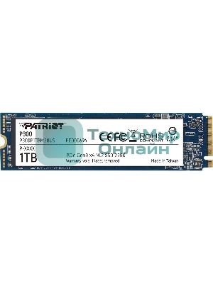 Накопитель SSD Patriot P300, 1000Gb, PCIe 3.0 x4, M.2 2280, NVMe, R/W 2100/1650
