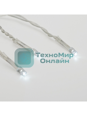 Гирлянда светодиодная универсальная 100 LED БЕЛЫЙ 10 метров, прозрачный ПВХ, с контроллером