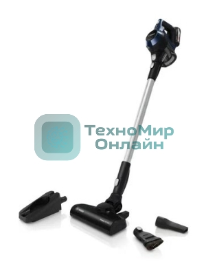 Пылесос вертикальный Bosch Unlimited BCS611P4A POWER FOR ALL 18V синий/черный, питание от аккумулятора, 18 Вт, уборка сухая, пылесборник 0.3 л