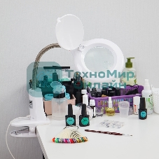 Лупа настольная 3D+12D Rexant с подсветкой 60 LED, прищепка, белая