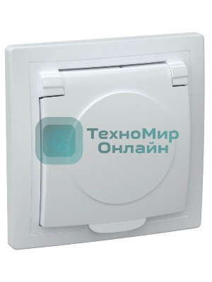 Розетка 1-м СП Кварта 16А РСб10-3-КБ с защ. крышкой с заземл. IP20 белый IEK ERK15-K01-16-DM