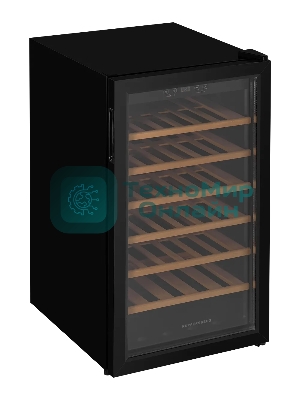Винный шкаф Kuppersberg RSW 82, отдельностоящий, High-Tech, объем 128 л, вместимость 40 бутылок, диапазон температуры 5-20 градусов, механическое открытие двери, 6 полок из бука, LCD дисплей, уровень шума 38 дБ, черный