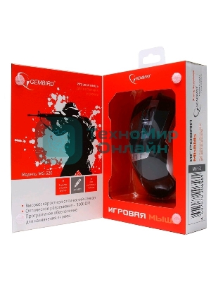 Мышь проводная Gembird MG-520 черный, 3200 dpi, USB, кнопки - 6