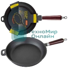 Сковорода Mallony чугунная с деревянной ручкой CIF22-W, диам - 22 см