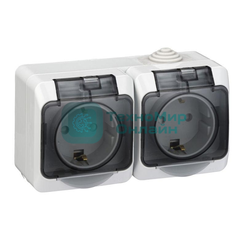 Блок ОП Этюд (2-м розетка с заземл. защ. шторки) IP44 сер. SchE