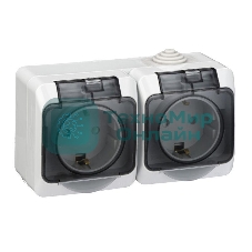 Блок ОП Этюд (2-м розетка с заземл. защ. шторки) IP44 сер. SchE