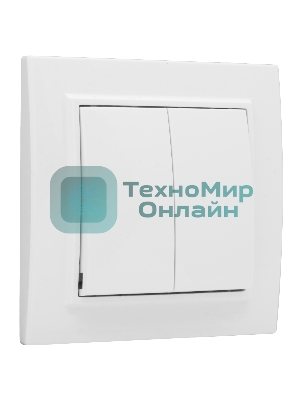 Выключатель 2-клавишный СП,10А, белый EKF Basic Минск