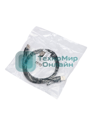 Кабель USB2.0 Cablexpert CC-USB2-AMAM-1.8M, AM/AM, экран, 28/26AWG, медь, Pro, 1.8м, черный, пакет