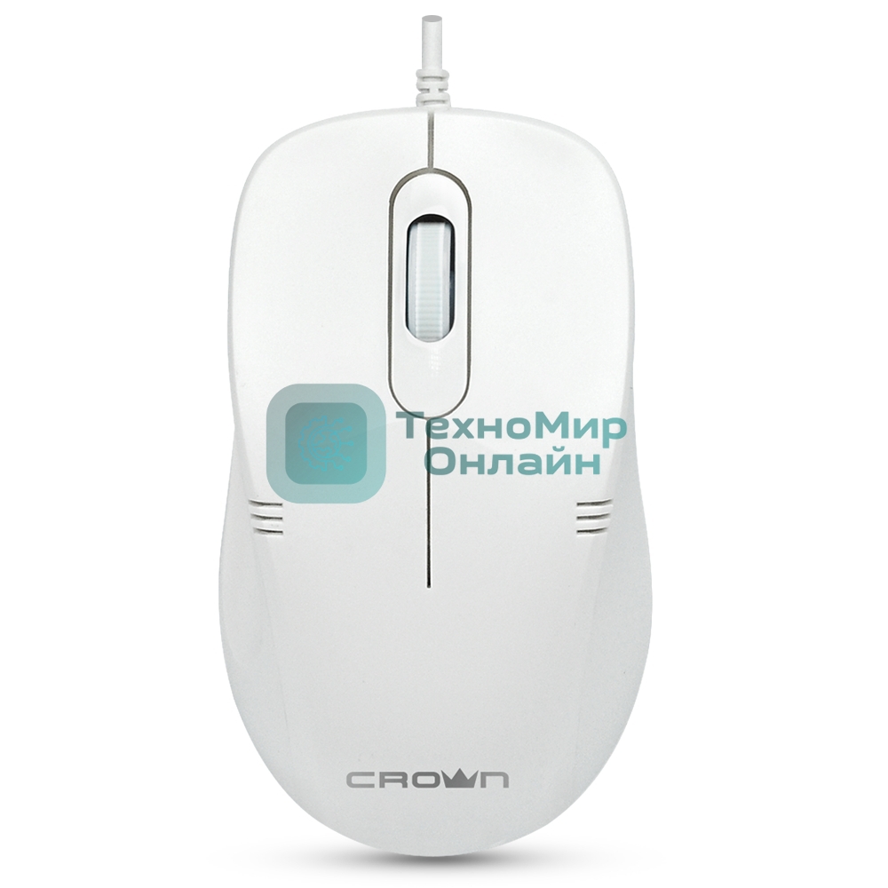 Мышь проводная Crown CMM-502 белый, 1000 dpi, USB, кнопки - 3