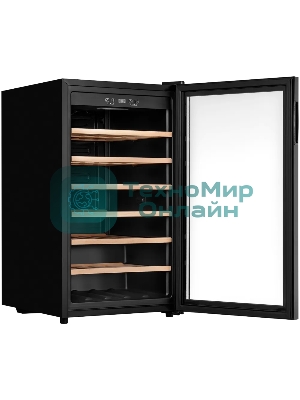 Винный шкаф Kuppersberg RSW 82, отдельностоящий, High-Tech, объем 128 л, вместимость 40 бутылок, диапазон температуры 5-20 градусов, механическое открытие двери, 6 полок из бука, LCD дисплей, уровень шума 38 дБ, черный