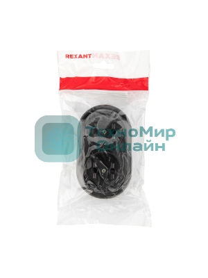 Колодка Rexant 2 гнезда карболитовая б/з 16 А, черная