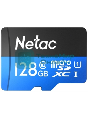 Флеш карта MicroSDXC 128Gb Netac Class 10 UHS-I U1 P500 Standart + адаптер NT02P500STN-128G-R