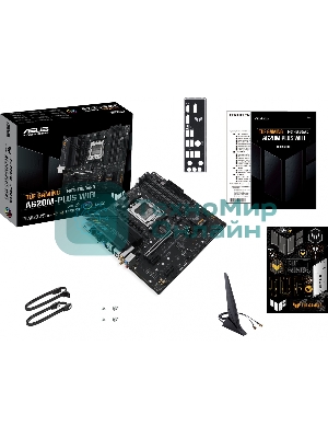 Материнская плата ASUS TUF GAMING A620M-PLUS WIFI, AM5, AMD A620, 4xDDR5, 4xSATA, 2xM.2, 1xPCIe 4.0 x16, 2xPCIe x1, 2xDP, 1xHDMI, 1x 2.5Gb LAN, 4xUSB-A 2.0, 2xUSB-A 3.2 Gen 1, 3x3.5 мм, 7.1, mATX