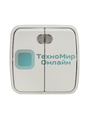 Выключатель 2-клавишный ОП 10А с индикатором белый EKF Basic Минск