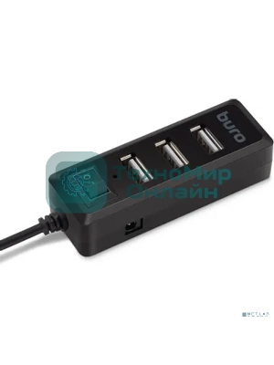 Разветвитель USB 2.0 Buro BU-HUB4-0.5L-U2.0 4порт. черный