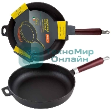 Сковорода MALLONY CIF28-W чугунная с деревянной ручкой, диам - 28 см