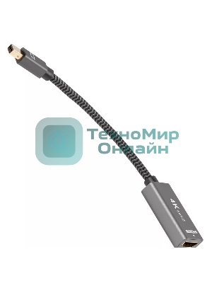 Адаптер miniDP --> HDMI-F 0.15м, оплетка, 4K@60Hz, Telecom (TA565)