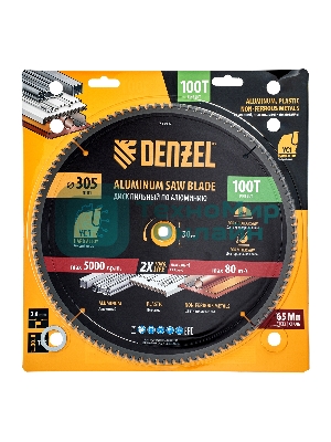 Пильный диск по алюминию Denzel ф305 х 30 мм, 100 зубьев 733807