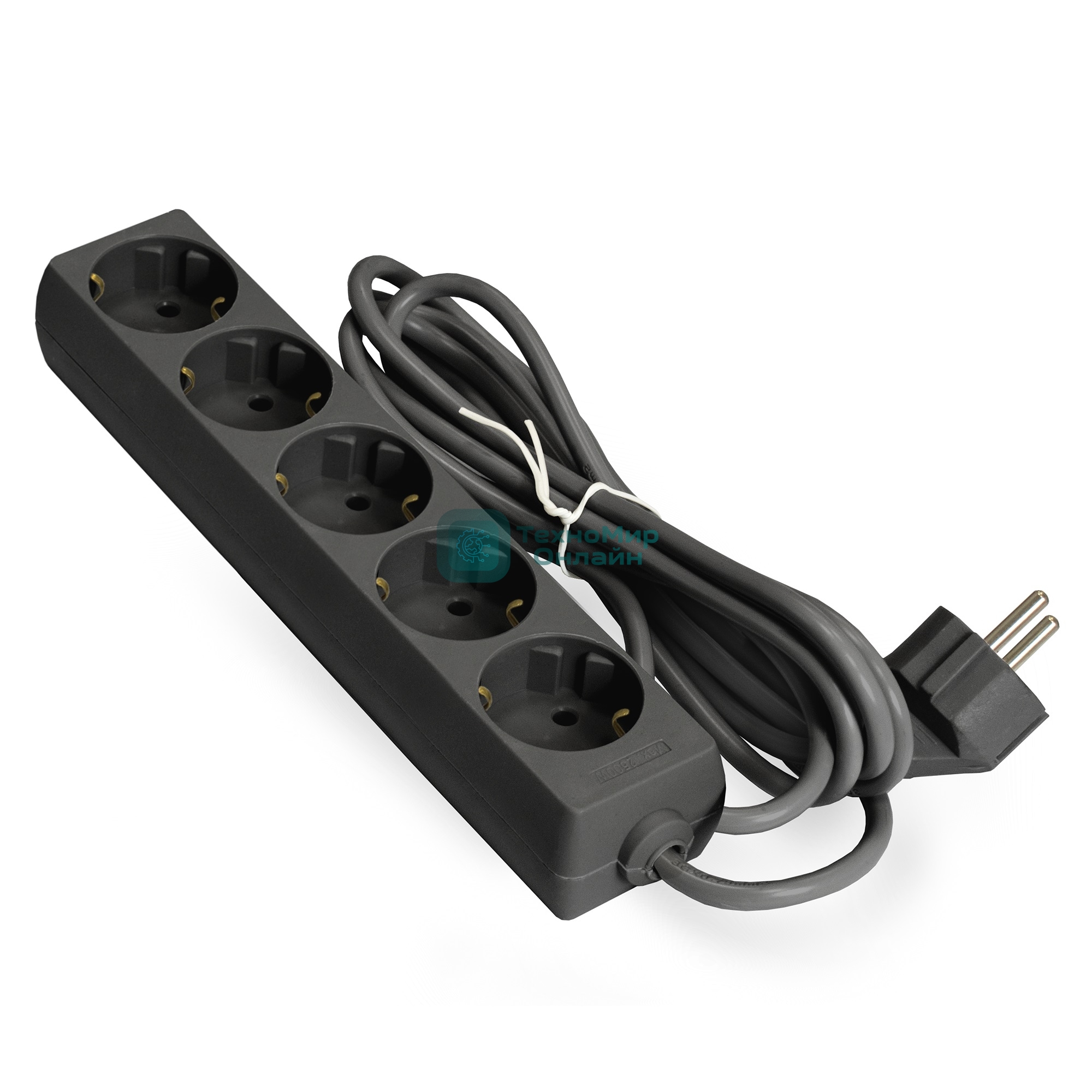 Удлинитель ExeGate ECE-5-1.8B (EX285819RUS), черный, 1,8 м, евровилка с заземлением, 5 евророзеток с заземлением, 2200 Вт
