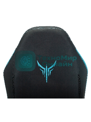 Кресло Knight Neon черный/голубой, экокожа, 120 кг, механизм качания