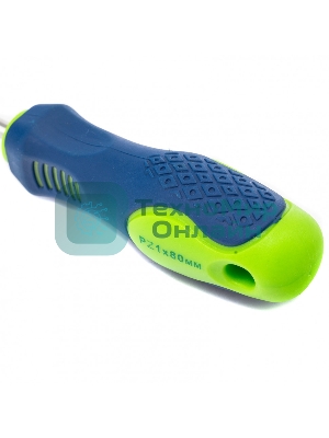 Отвертка Сибртех, PZ1 х 80 мм, CrV, двухкомпонентная рукоятка