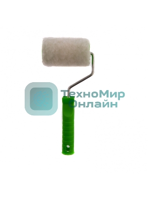 Валик Сибртех с натуральным мехом, с ручкой, 100 мм, ворс 12 мм, D 48 мм, D ручки 6 мм