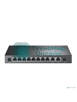 Настольный коммутатор TP-Link TL-SL1311P, 8 портов 10/100 Мбит/с с поддержкой PoE+, 2 гигабитных порта без поддержки PoE, 1 порт SFP, 802.3af/at, бюджет PoE — 65 Вт, стальной корпус