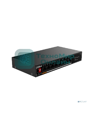 Коммутатор гигабитный 8-портовый неуправляемый c PoE Dahua DH-SG1008LP, 4xRJ45 1Gb PoE, 4xRJ45 1Gb, суммарно 60Вт, коммутация 20 Гбит/с, MAC-таблица 8K, металл