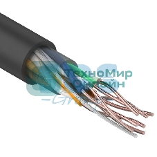 Кабель UTP Rexant 4PR 24AWG, CU (медь), cat.5e, 100 МГц, PE, черный, OUTDOOR, бухта 25 м