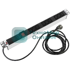 ЦМО Блок розеток Rem-16 с выкл., 9 IEC 60320 C13, 16A, алюм., 19