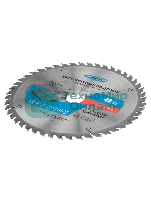 Пильный диск по дереву ф250 х 32 мм, 48 зубьев + кольцо 32/30мм Gross