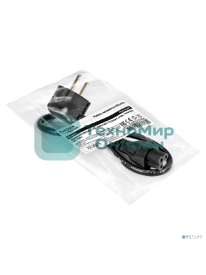 Кабель питания ноутбуков ExeGate Power PC5-0,5P (Евровилка Schuko->C5, VDE-250V-3*0.5мм2, медь, черный, 6A, 0.5м)