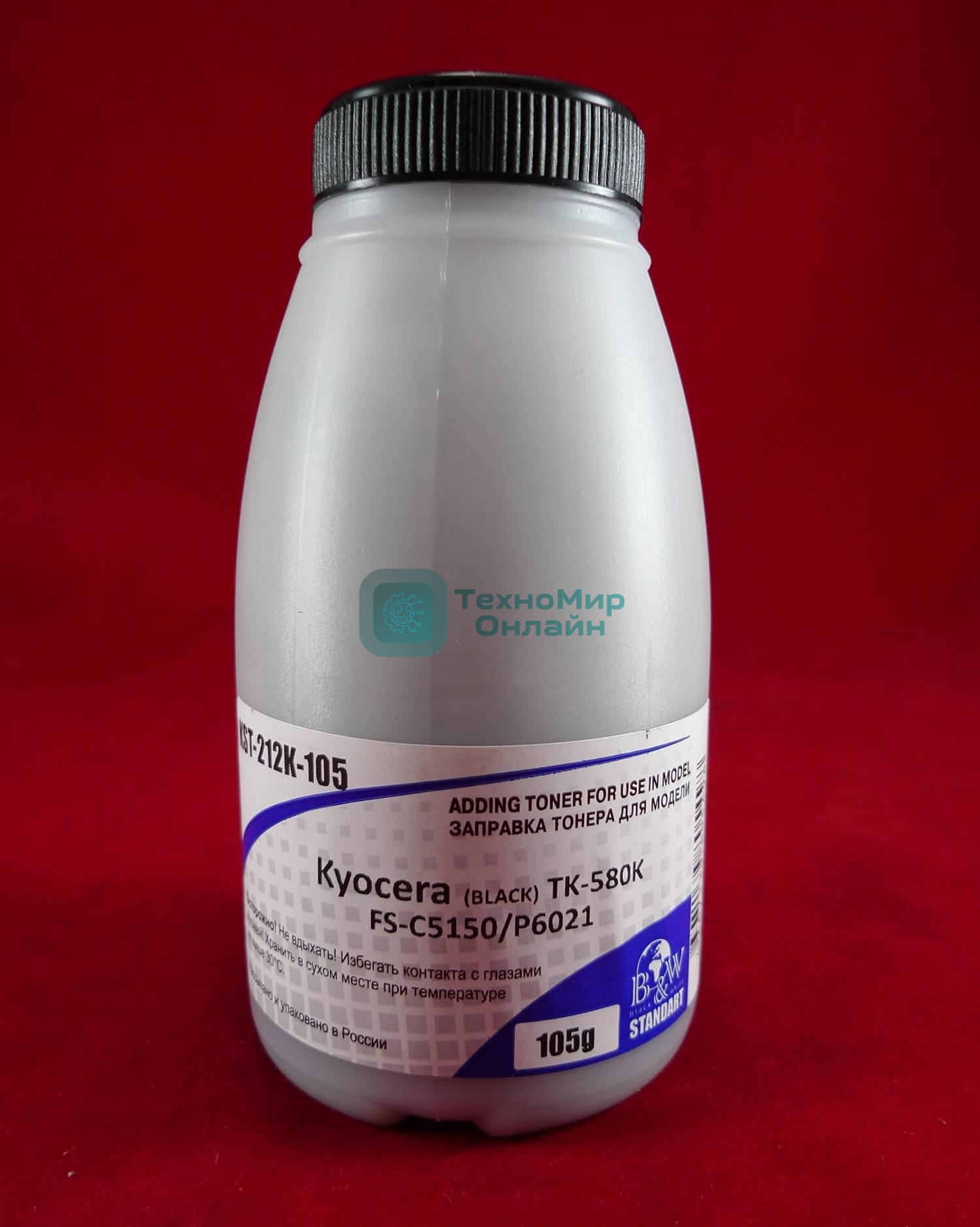 Тонер для Kyocera TK-580K, FS-C5150/P6021 Black (фл. 105г) 3,5K B&W Standart (Tomoegawa) фас. Россия