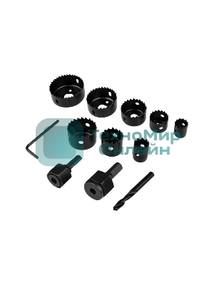 Набор коронок по дереву Kranz (19, 22, 28, 32, 38, 44, 54, 64 мм) 2 держателя с ключом