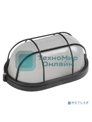 Светильник НПП 1402 60Вт E27 IP54 черный овал с решеткой IEK LNPP0-1402-1-060-K02