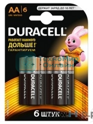 Батарейка DURACELL LR6-6BL BASIC (6/60/16800)